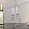 Elegant Crystal Set Wedding Champagne Glasses with Diamond Rhinestone Accents and a Polished Rim - 11 in Tall with Slender Long Stems, 7 oz - Chic Toasting Set for the Bride and Groom